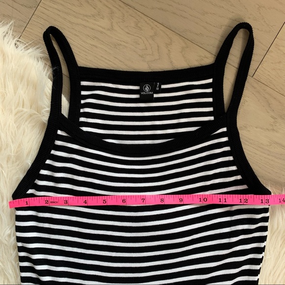Volcom Black & White Striped Cotton Halter Tank Maxi Dress - Picture 12 of 14